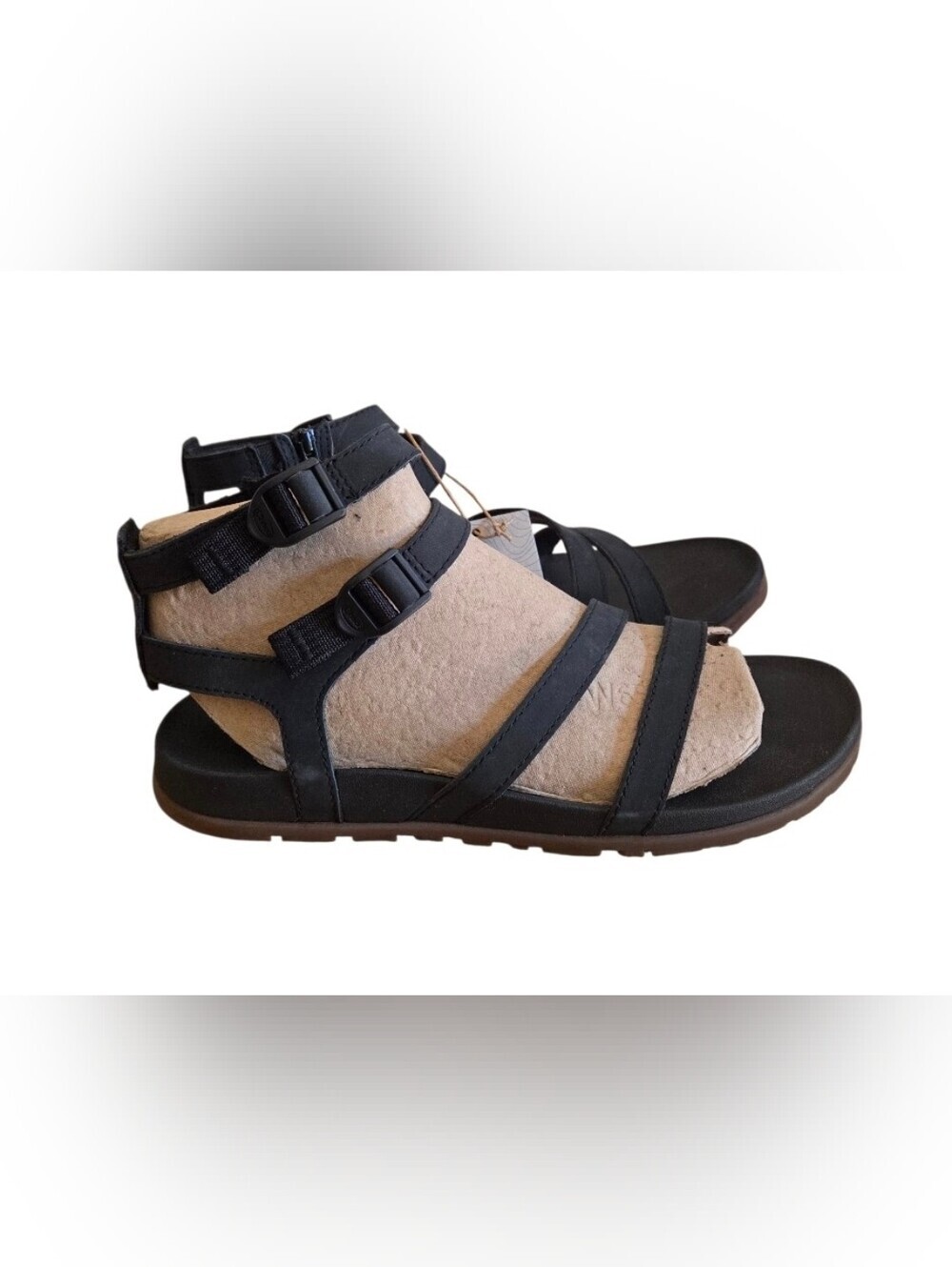 Chaco Women Lowdown Strappy High Sandal Shoes Black Size 9 New!